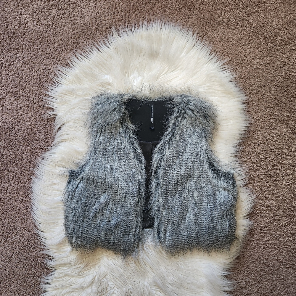 Gray Faux Fur Vest